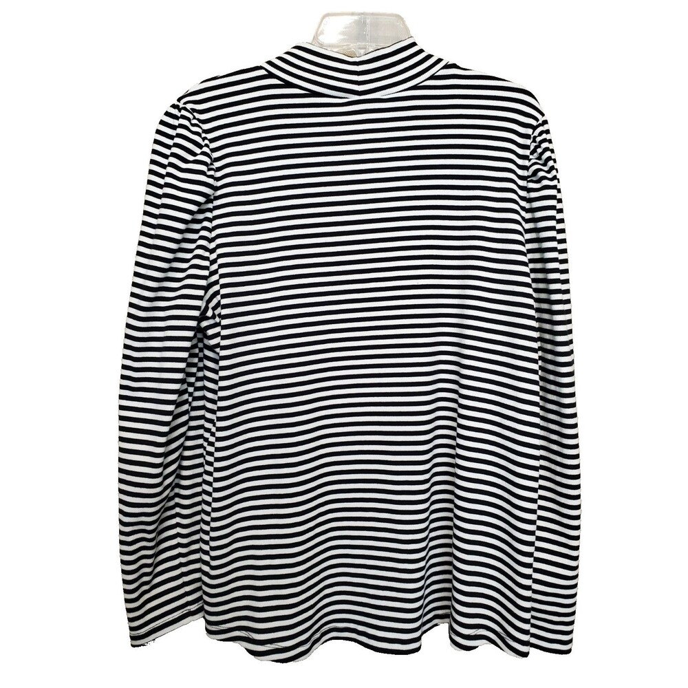 Chico's Striped Ribbed Puff Long Sleeve Mock Knit Thermal Tunic Size 4 (XXL)